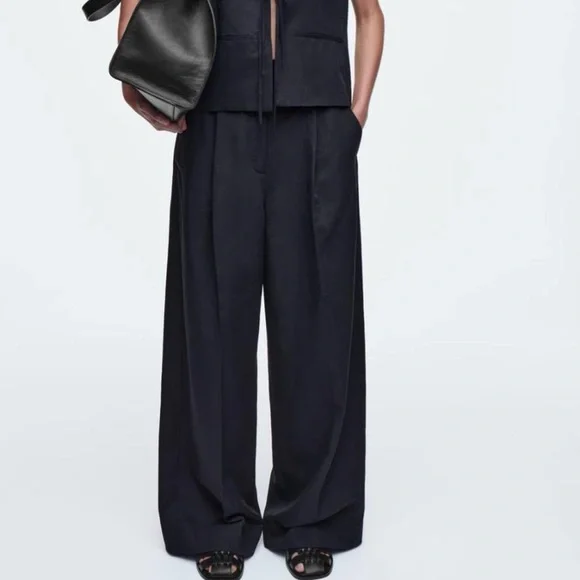 COS | RELAXED LINEN-BLEND WIDE-LEG TROUSERS - Picture 2 of 9